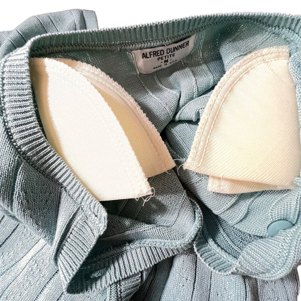 NWT Vtg Alfred Dunner Cardigan Sweater Button Down Blue USA PM Ribbed Knit - Picture 6 of 11